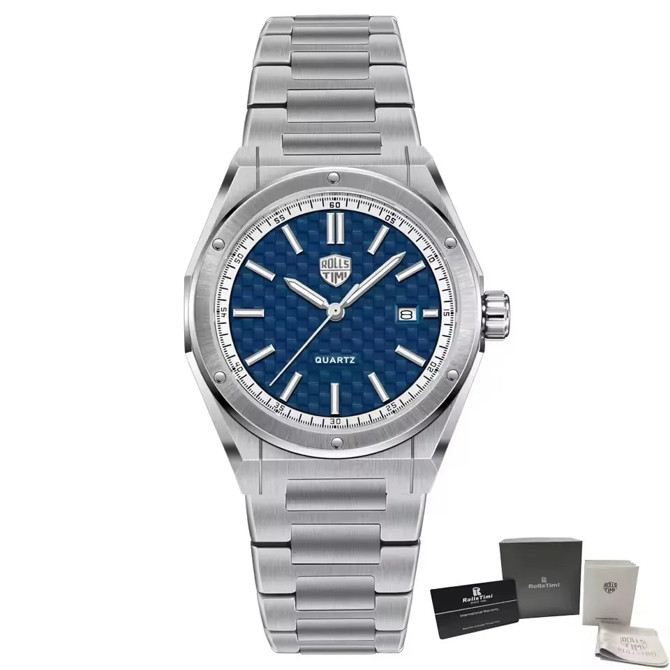 RollsTimi New Quartz Automatic Date 39mm Dial Men watch Japan Movt Stainless steel Luminous Watch Sapphire Waterproof Man watch