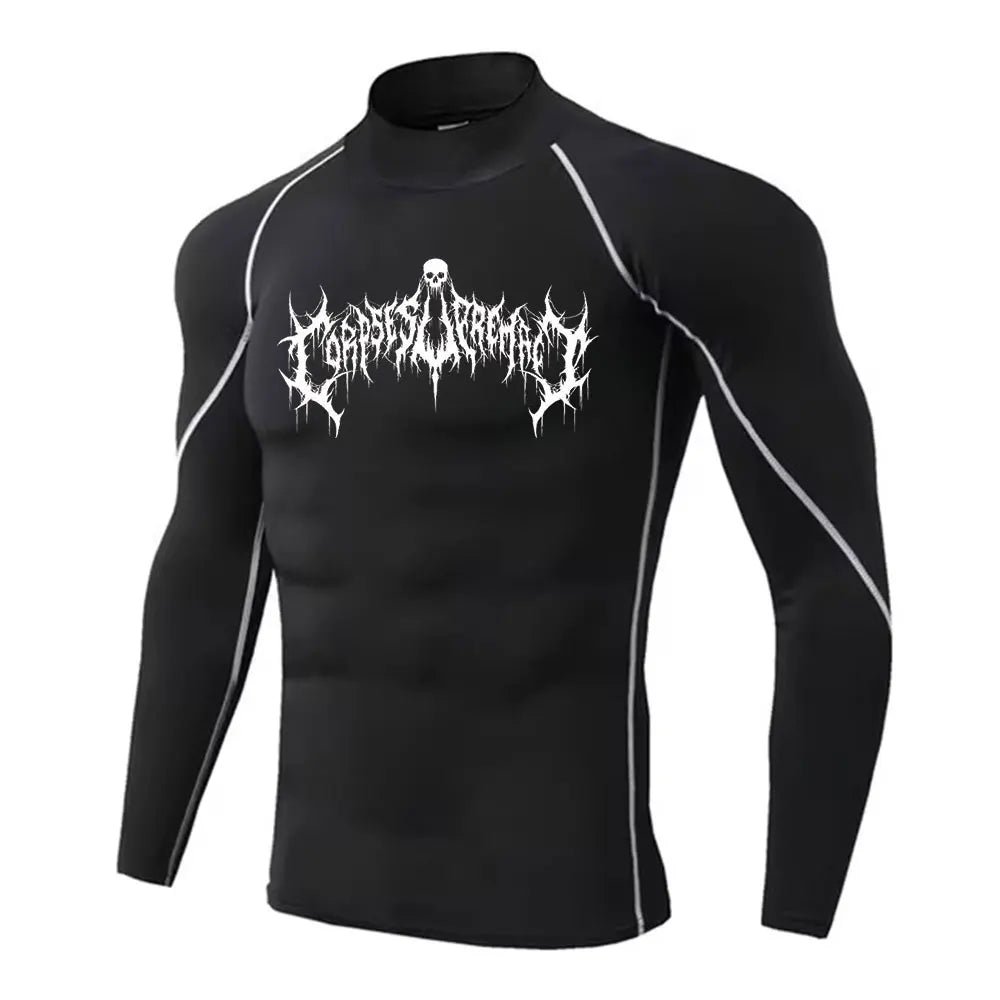 Y2K Men's Turtleneck Compression Shirt Quick Gym Fitness Dry Rash Guard Hight Neck Muscle Athletic Bodybuilding Shirts Summer