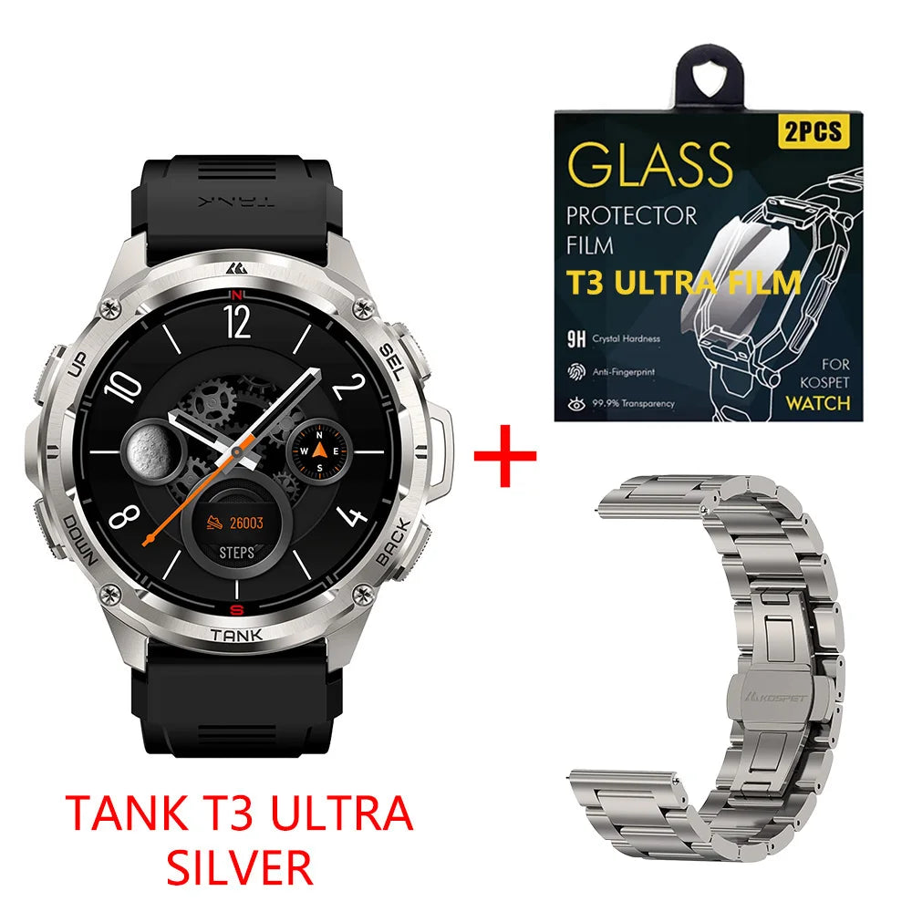2024 NEW KOSPET TANK T3 Ultra GPS Smart Watches For Men Smartwatch Women Waterproof Electronic Fitness Digital Bluetooth Watches