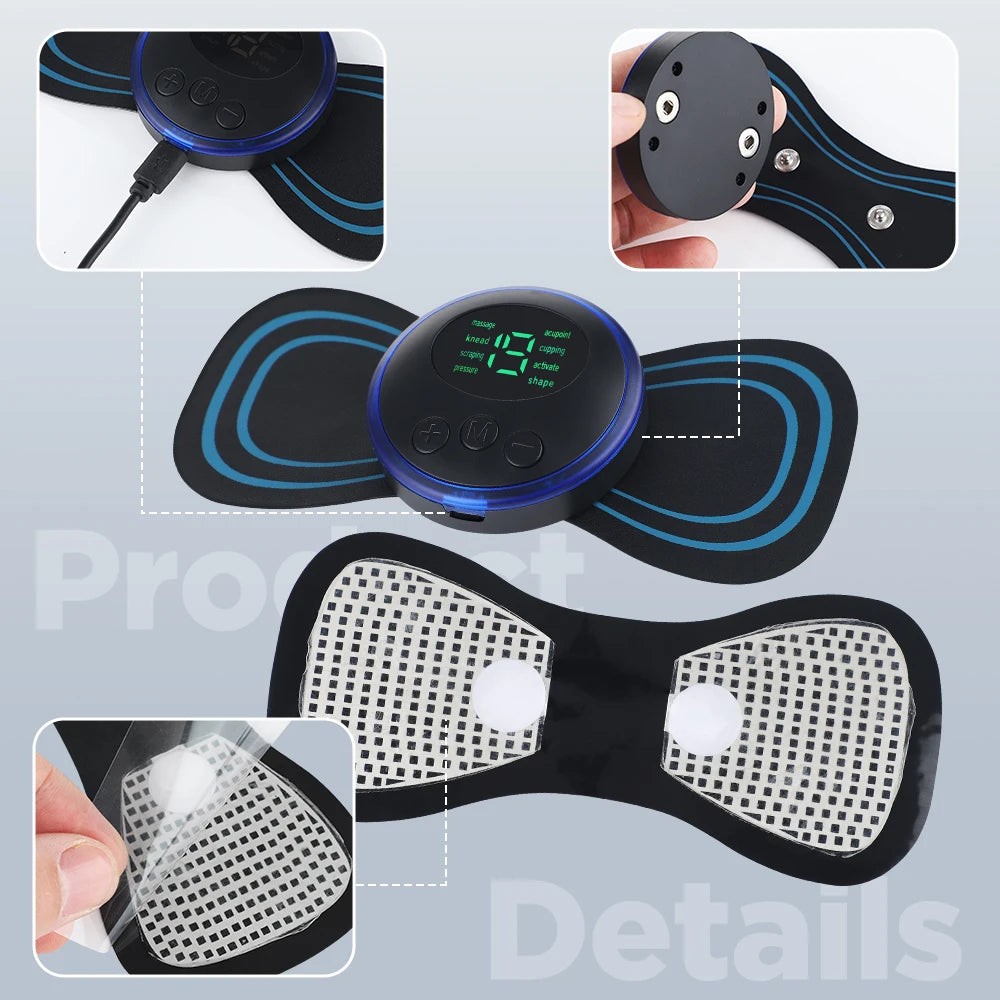 Remote Control Electric Neck Massager Set Smart Portable Rechargeable Cervical Massage Patch to Relax and Relieve Fatigue