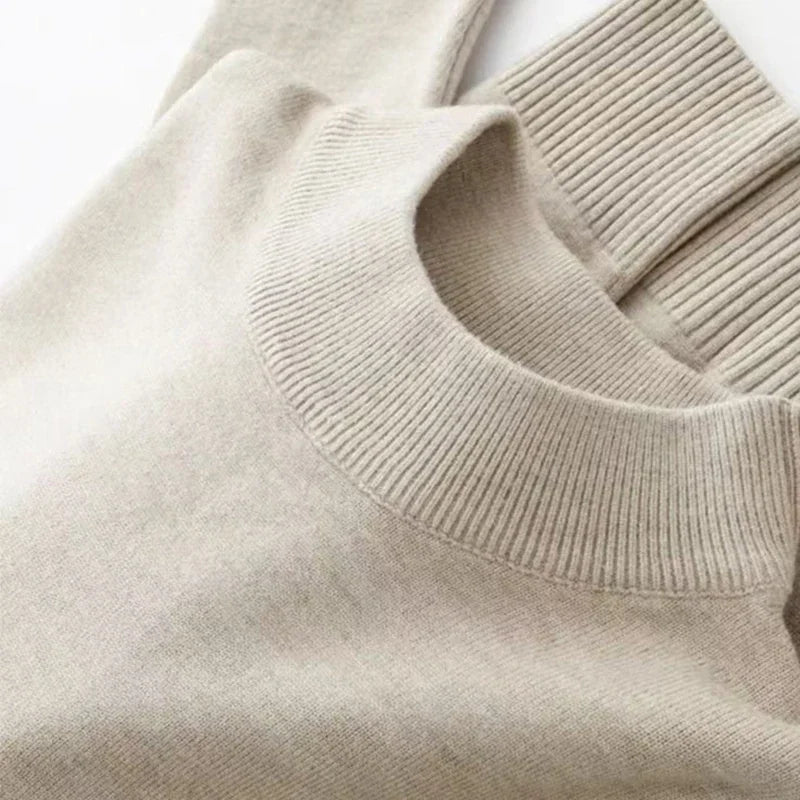 New Sweatwear Men's Half Neck Basic Solid Color Sweaters Round Neck Elastic Pullovers Warm Autumn Knitted Oversized Sweater Men