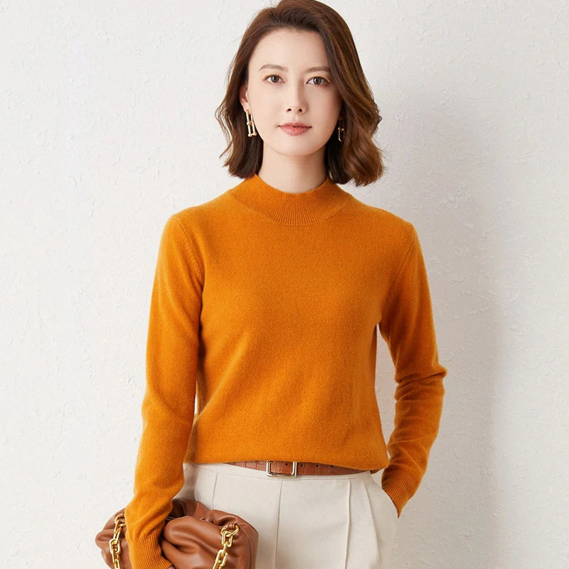Women's Turtleneck Loose Fit Solid Color Base Layer Pullovers 2025 Long Sleeve Autumn Winter Knitted Sweater Thick Warm Jumpers