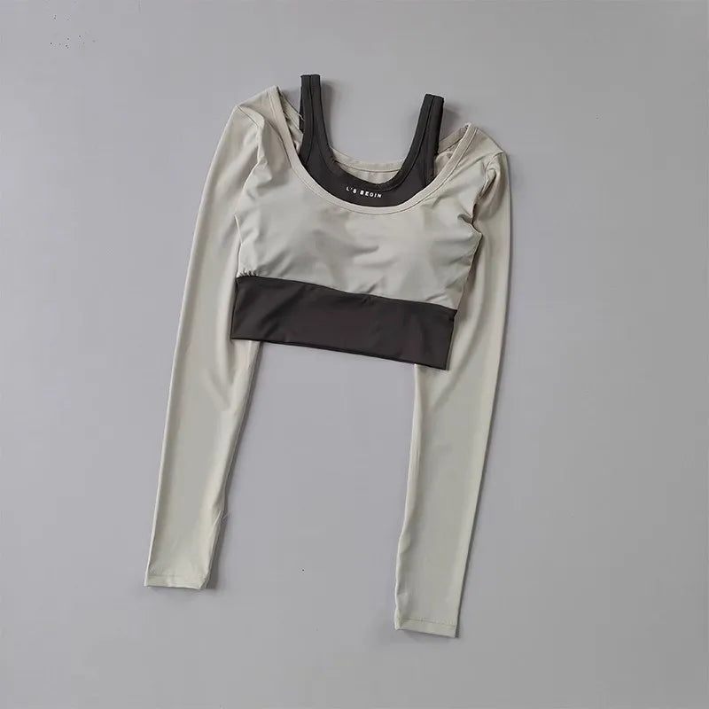Women's Yoga Shirts Long Sleeve Top Running T-Shirt Workout Fitness Gym Sports Top Pads Slim Fit Sports Training Yoga Crop Tops