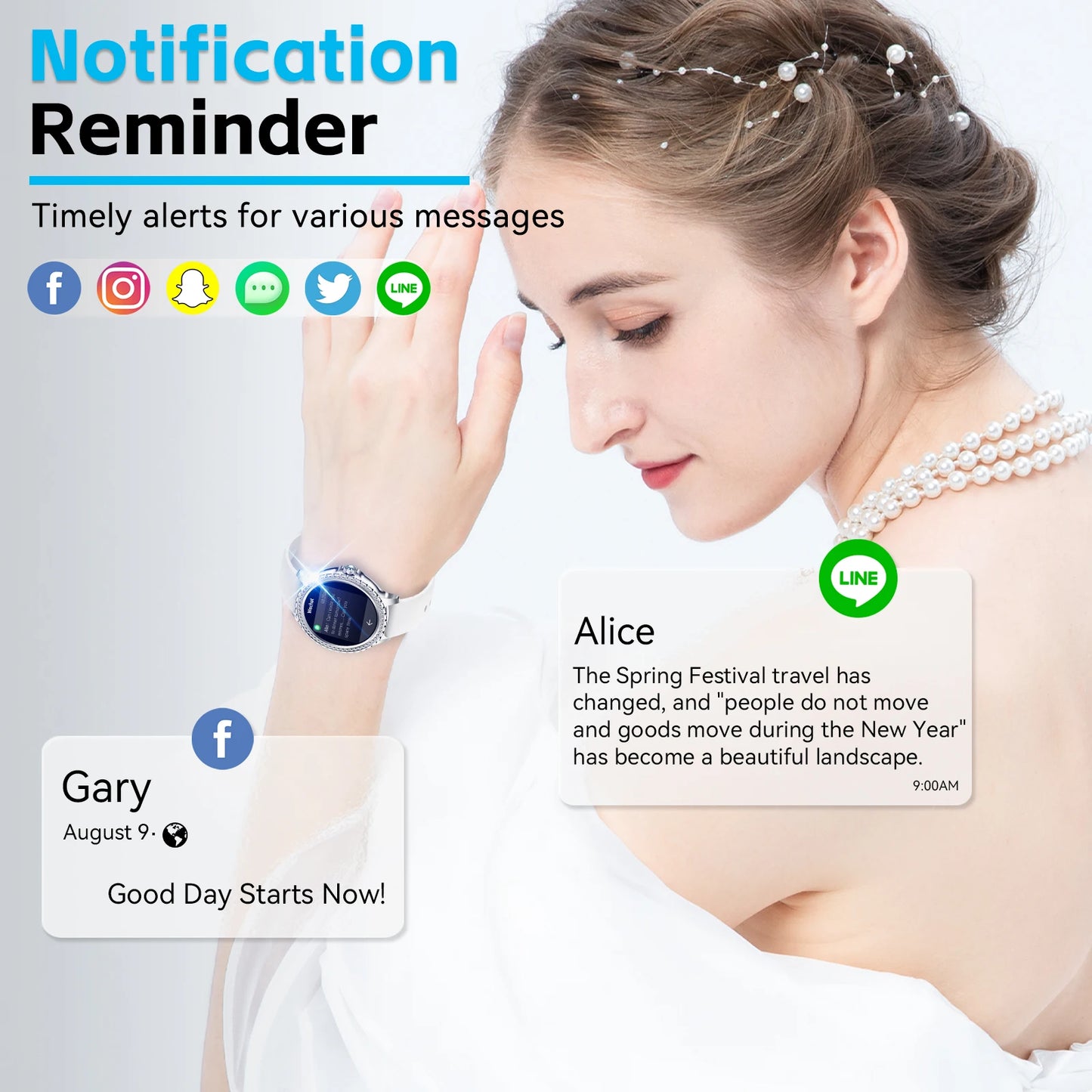 LaNikar Smart Watch for Women Smartwatch Fitness Tracker Watch with Heart Rate/Sleep Monitor/Pedometer for iPhone Android Phones