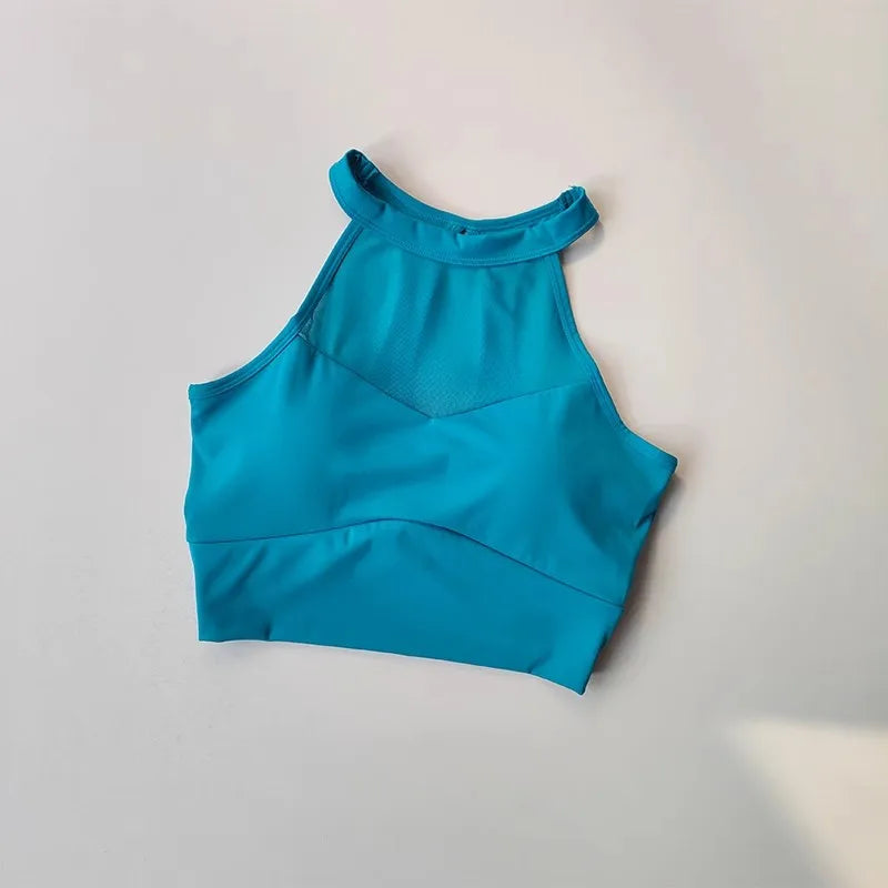 Sexy mesh sports bra with pads yoga clothes vest for women running beauty back gym top sports bra quick-dry fitness tank vest