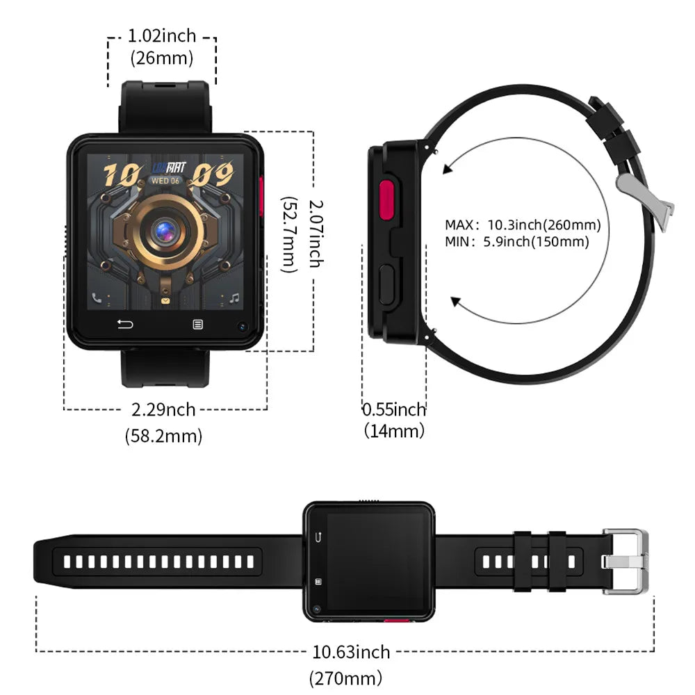 LOKMAT APPLLP 2 MAX Dual Camera Android 11 Watch Phone Wifi Videos Calls Smart Watch 4G Network Phone Calls Mini Smart Phone