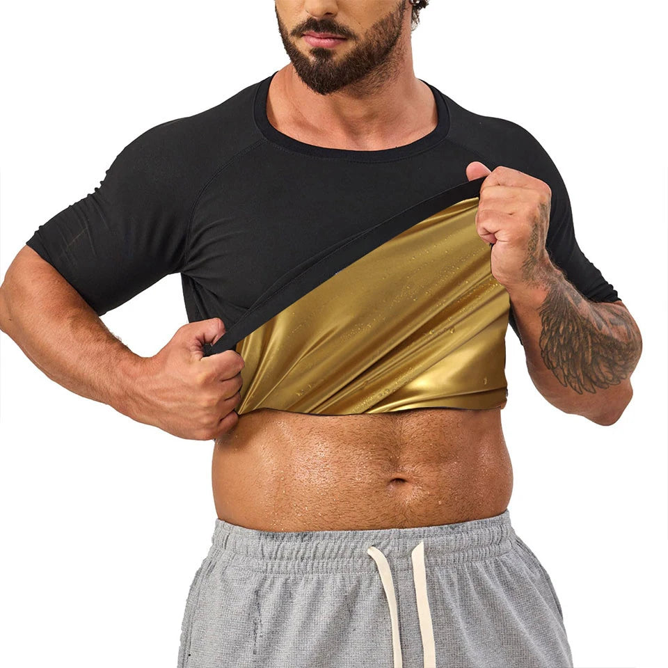 Men Sauna Sweat Vest Heat Trapping Compression Shirts Gym Thermo Suit Workout Slimming Body Shaper for Weight Loss Fat Burner