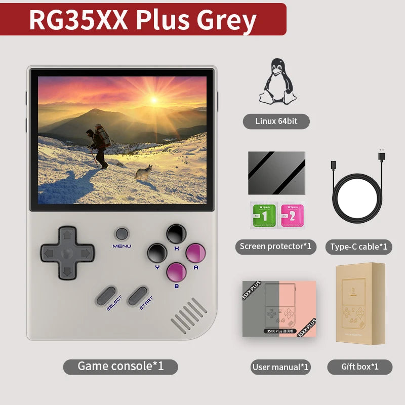 ANBERNIC RG35XX Plus Retro Handheld Game Console Linux 64bit 5000+ Classic Games Supports Wireless/Wired Controlle HD-M-I TV Out
