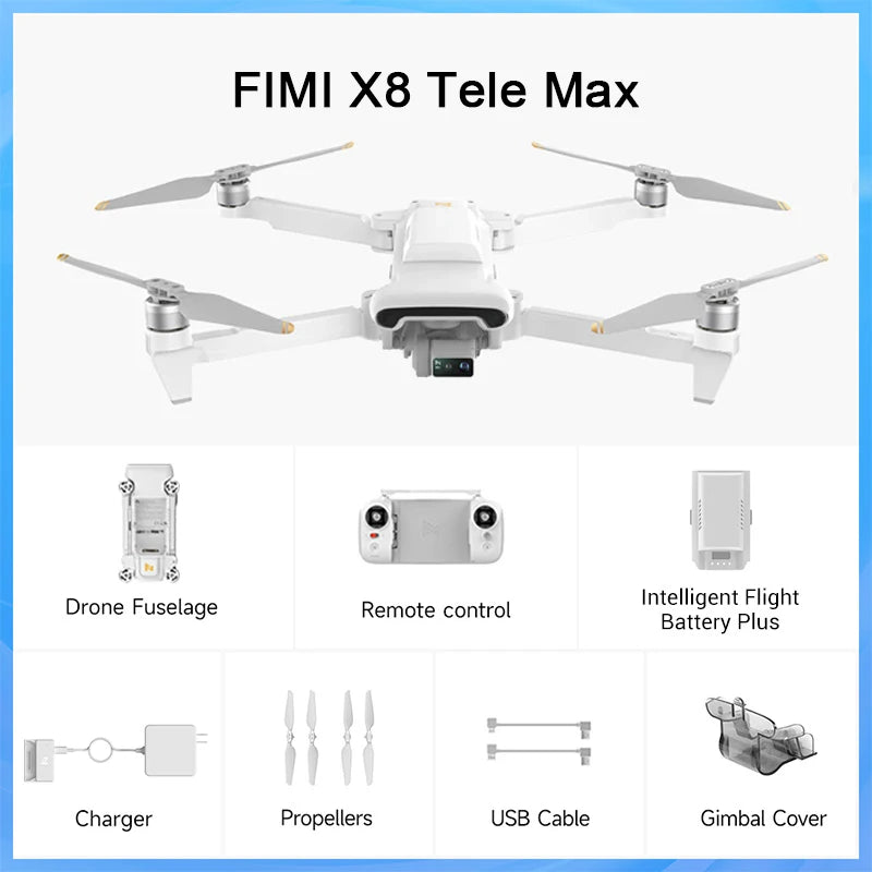 FIMI X8 TELE MAX 3-Axis Gimbal 4K HDR 48MP 30x Camera Drone Professional GPS RC Quadcopter Ship from EU