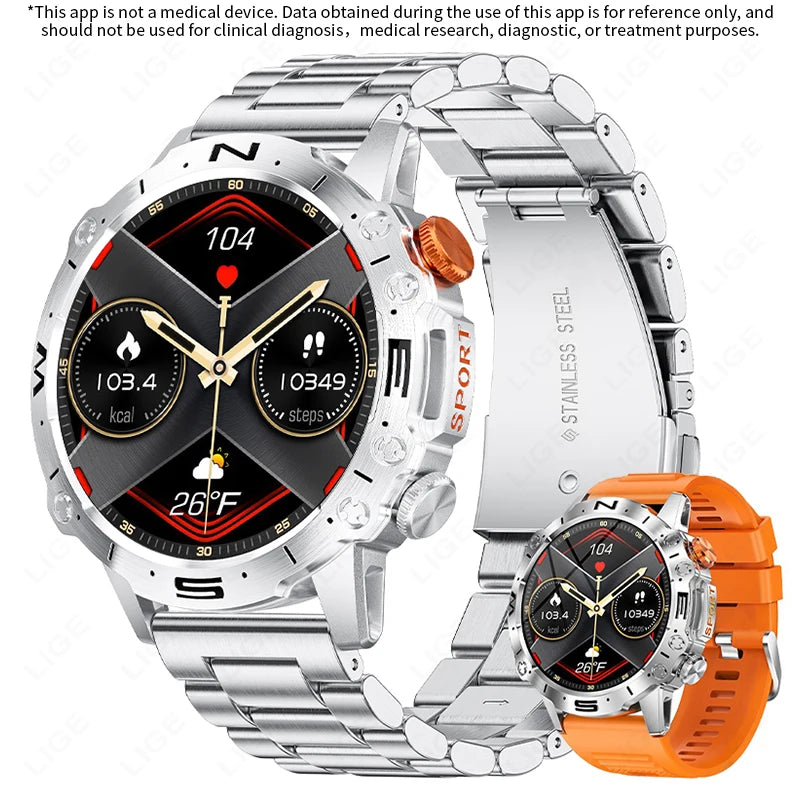 LIGE 2024 New Bluetooth Call Smart Watch Men 1.43 Inch AMOLED HD Screen Al Voice Waterproof Sports Smart Watch Men Reloj Hombre