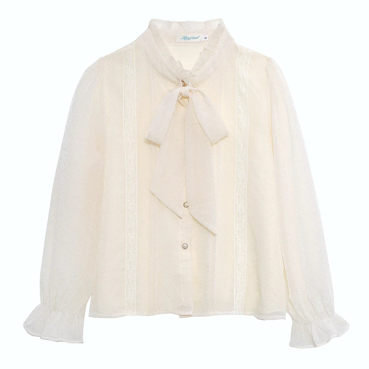 Women Shirt Blouse New Long Sleeve Ruffled Collar Lace-up Chiffon Shirt Blouse Women Tops Blouses Shirts Blusas Para Mujer Q553