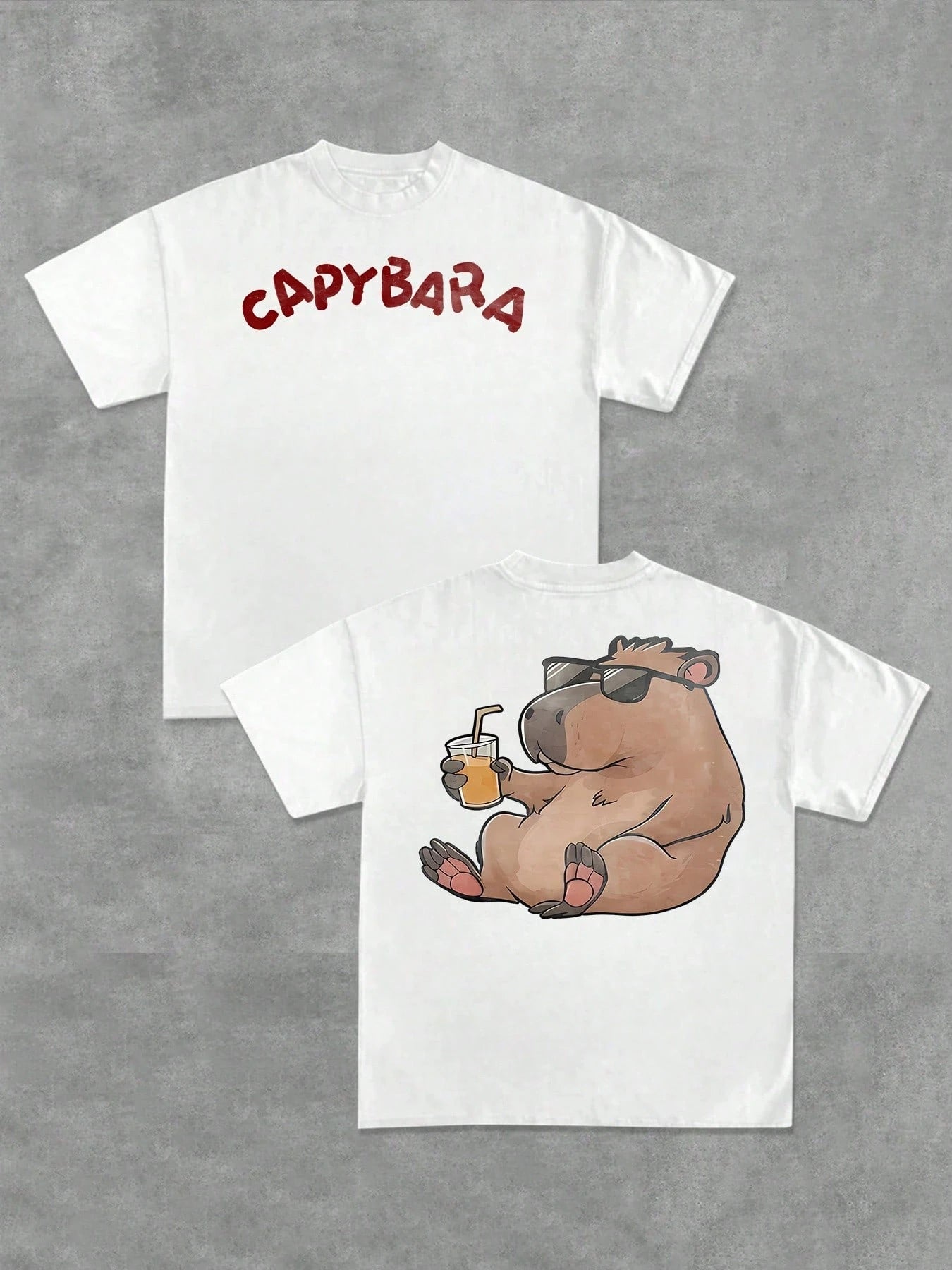 Mens Capybara Cotton Double Sided Digital Printed T Shirt Cool Animal Graphic Tee streetwear men clothing harajuku