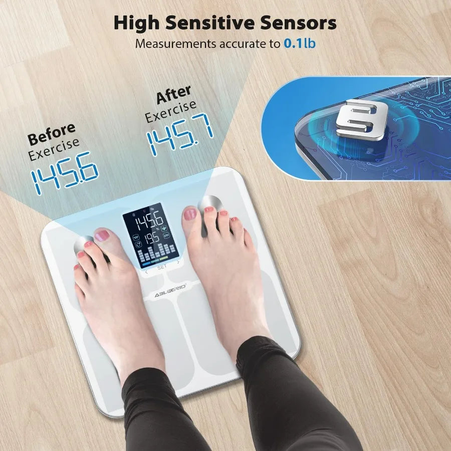 Smart Bathroom Scale for Body Weight Digital Body Fat Scale with LED Column Trend Display BMI Muscle Mass Body Type Accurate Ho