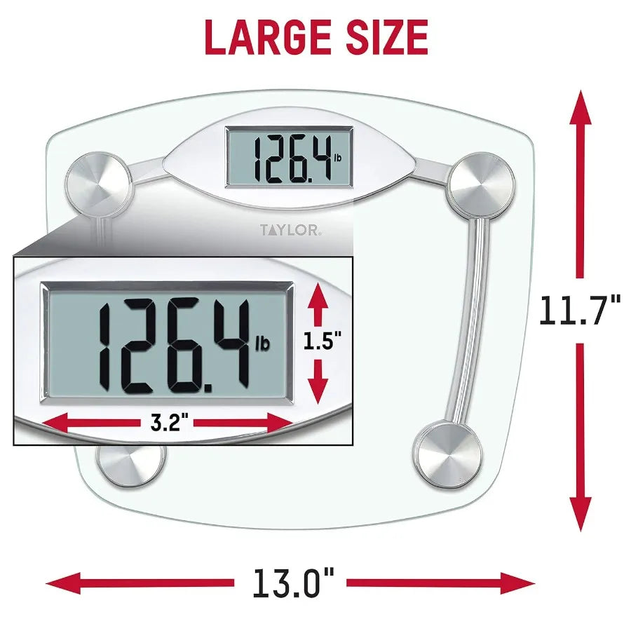 taylor Digital Bath Scale for Home Use with High Precision Weight Measurement and Large Backlit Display Ideal for Daily Health