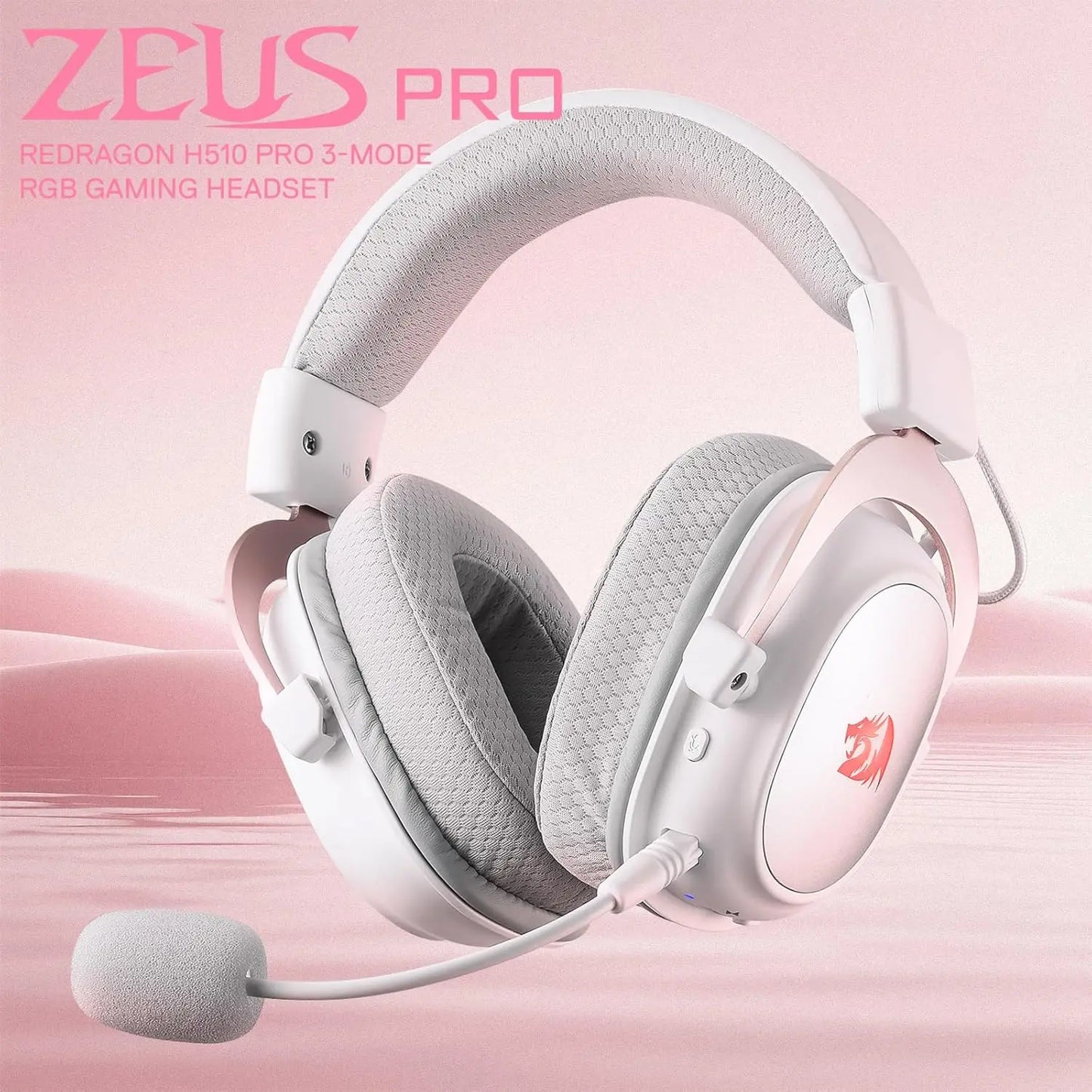 Redragon H510 PRO 3-Mode RGB Gaming 7.1 Surround Sound Headset,53MM Audio Drivers in Memory Foam Ear Pads Headphone