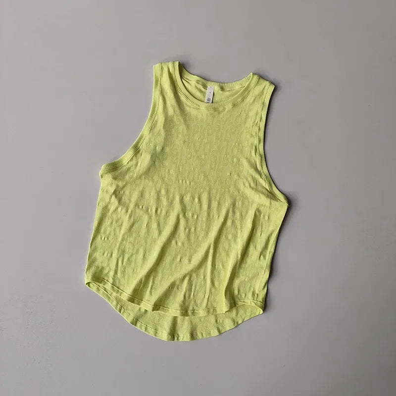 Women's Sports Vest Thin Loose Printed Yoga Clothing Sleeveless Running Blouse Yoga Vest Shirt Gym Tops