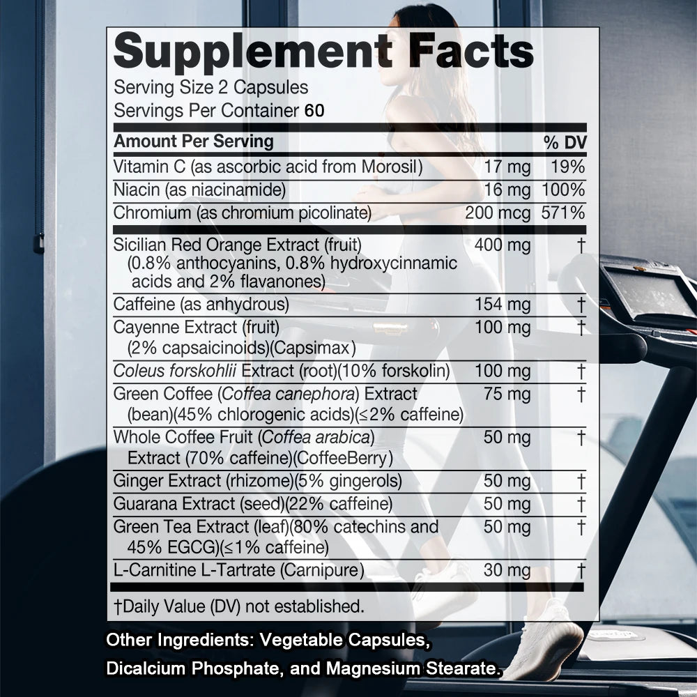 Fat Burning Thermogenic Capsules - Contains Vitamin C, Niacin, and Chromium To Promote Healthy Weight Management