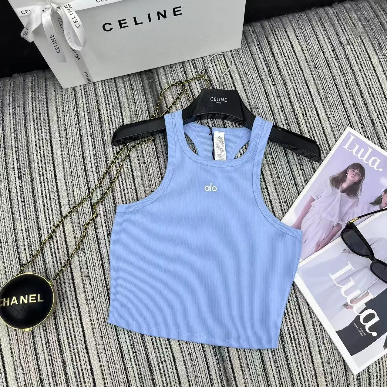 2025 Women's Sport Blue Stretch Cotton Tank Top Moisture-Wicking Quick Dry High Elastic Gym Yoga Running Casual Athletic S-L