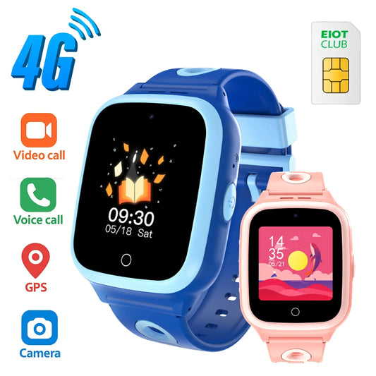 4G Smart Watch for Kids, with 30-Day Free Unlimited Plan, Video Call, Voice Chat, GPS, Kids Watch with SIM Card, Gift for Child