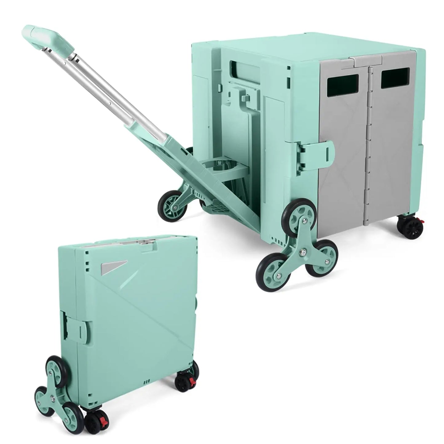 SELORSS Folding Shopping Cart Camping Trolley Vegetable Basket Trolley with Stair Climbing Wheels Large Capacity Utility Cart