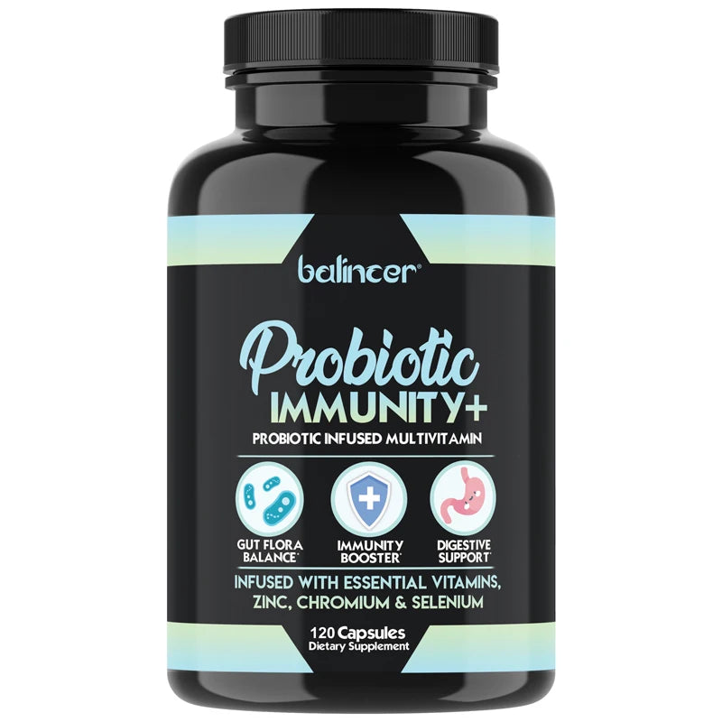 Probiotic Immune Supplement, Multivitamin, Probiotic Infused Multivitamin - Gut Flora Balance & Digestive Health, 120 Capsules