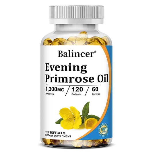 Evening Primrose Oil 1,300 Mg, 120 Softgels, Promotes Skin Health and Overall Health, Non-GMO, Gluten-free