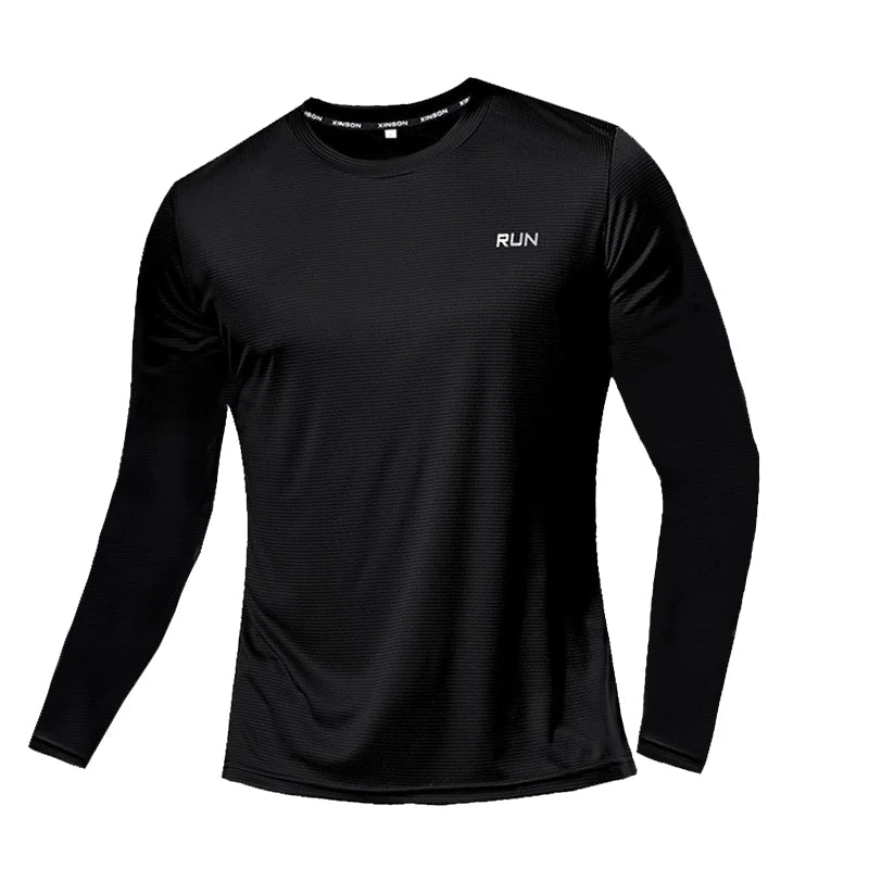 Ice Silk Long Sleeve T-Shirt Men Quick Dry Breathable Air Conditioning Outdoor Sun Protection Running Outer Wear