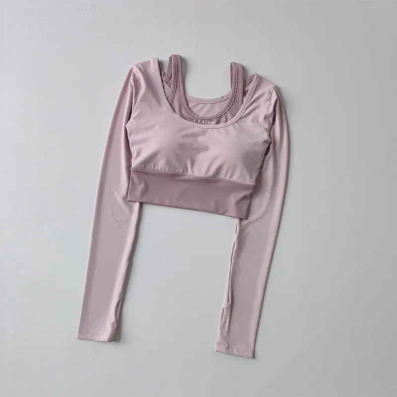 Women's Yoga Shirts Long Sleeve Top Running T-Shirt Workout Fitness Gym Sports Top Pads Slim Fit Sports Training Yoga Crop Tops