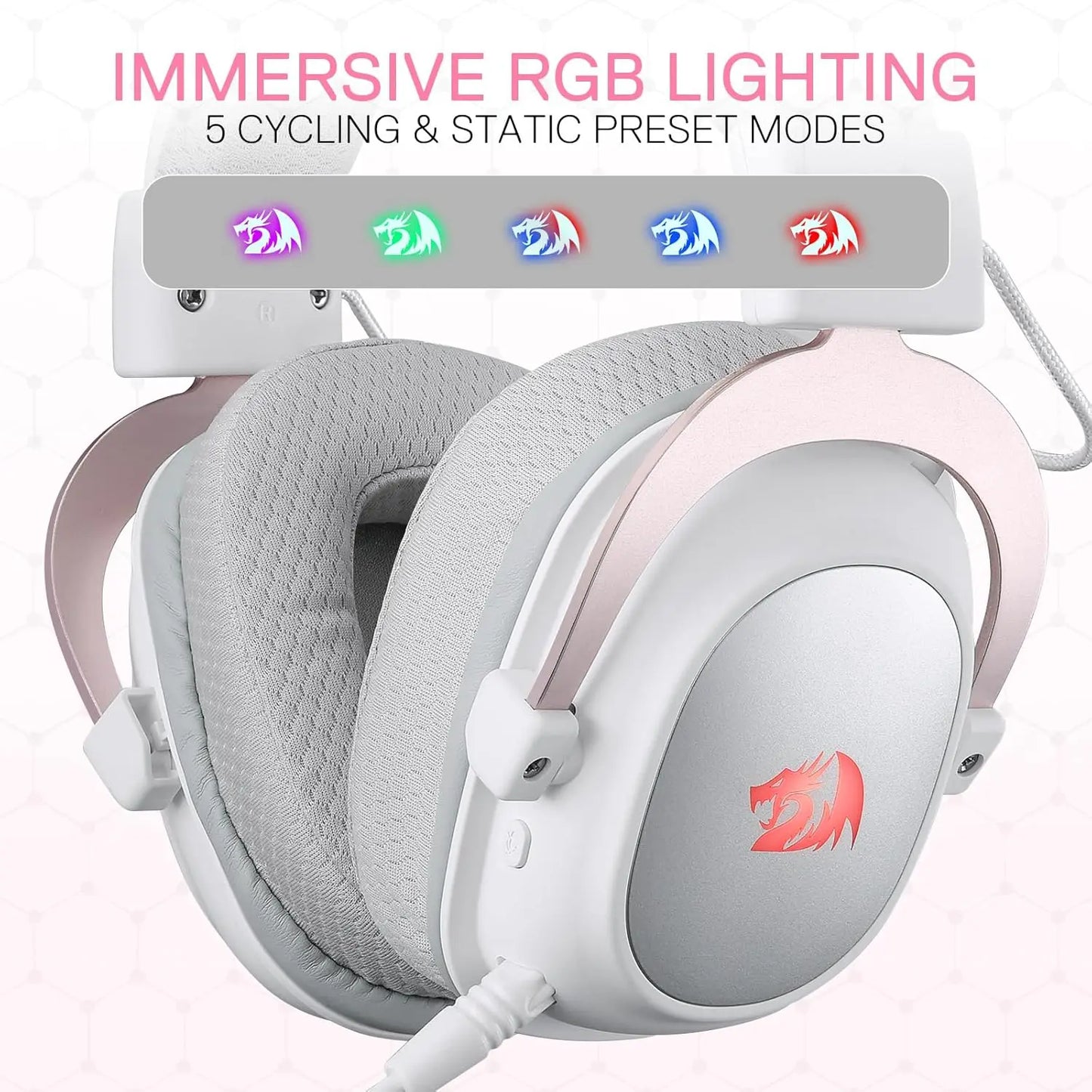 Redragon H510 PRO 3-Mode RGB Gaming 7.1 Surround Sound Headset,53MM Audio Drivers in Memory Foam Ear Pads Headphone
