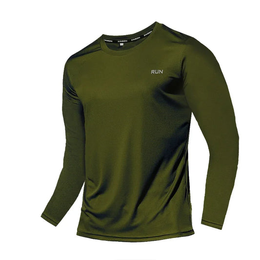 Ice Silk Long Sleeve T-Shirt Men Quick Dry Breathable Air Conditioning Outdoor Sun Protection Running Outer Wear