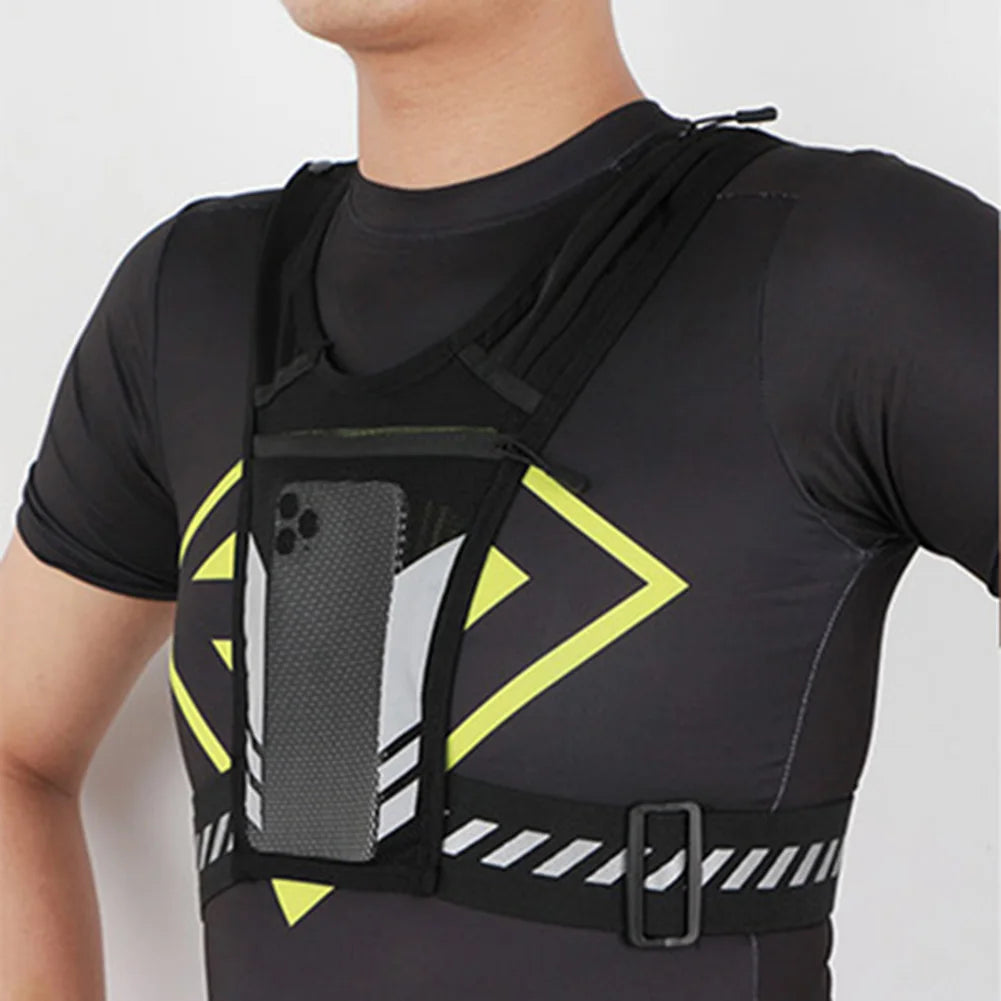 Running Phone Holder Vest Lightweight Running Chest Pouch Breathable Mesh Vest Bag Running Adjustable Buckle for Men Women