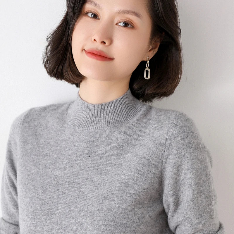 Women's Turtleneck Loose Fit Solid Color Base Layer Pullovers 2025 Long Sleeve Autumn Winter Knitted Sweater Thick Warm Jumpers