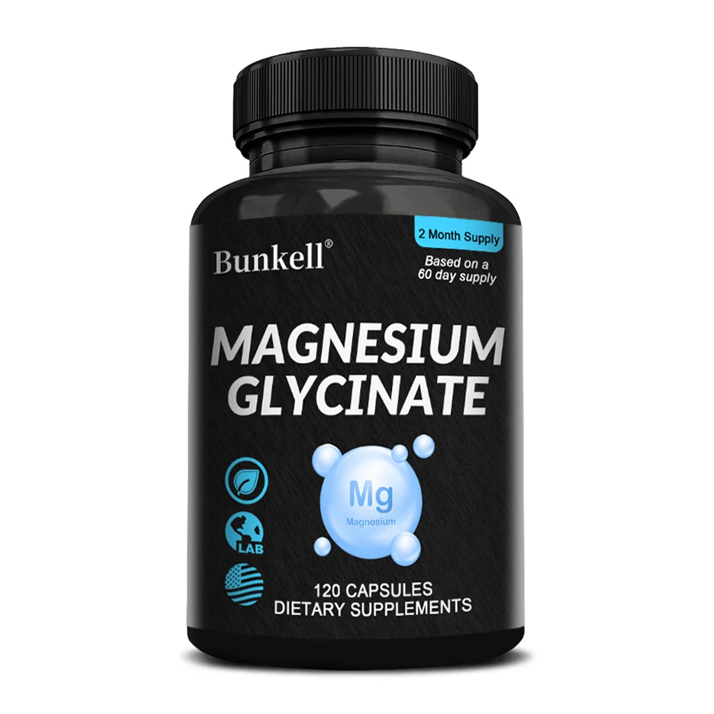 Magnesium Glycinate Supplement - High Strength for Muscle and Nerve Function, Heart, Immune, Bone Health and Sleep, Women & Men
