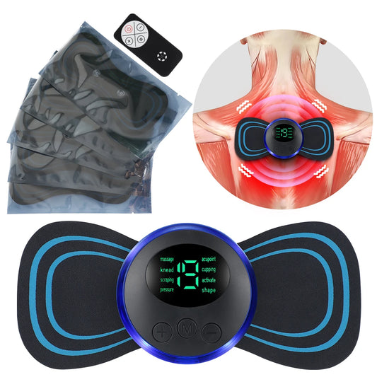 Remote Control Electric Neck Massager Set Smart Portable Rechargeable Cervical Massage Patch to Relax and Relieve Fatigue