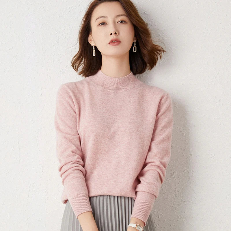 Women's Turtleneck Loose Fit Solid Color Base Layer Pullovers 2025 Long Sleeve Autumn Winter Knitted Sweater Thick Warm Jumpers