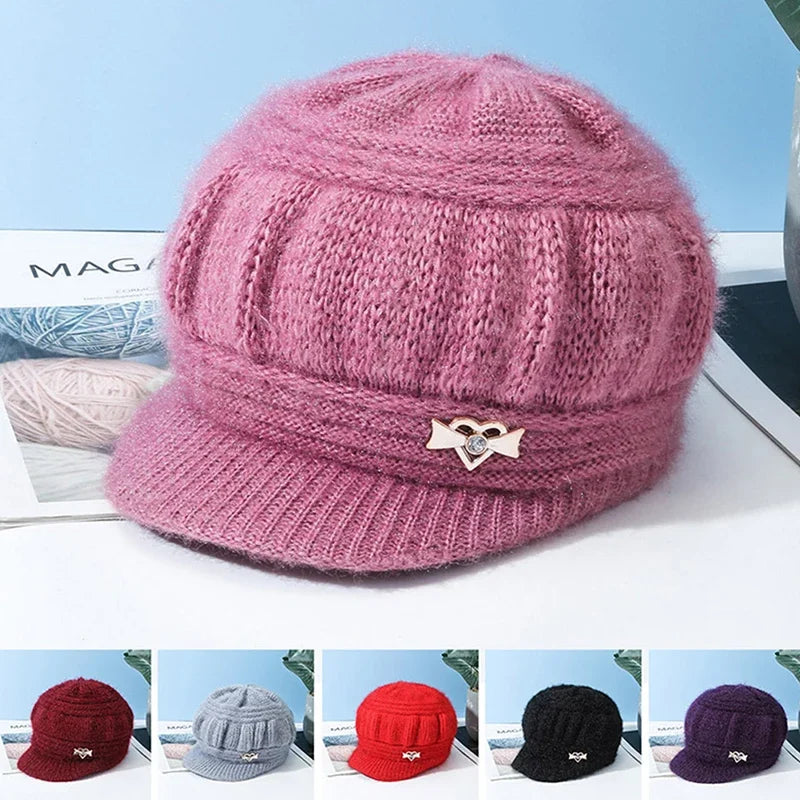 Windproof Pumpkin Beret Hat Woman Knitted Knitted Hat Fashion Ear Guard Keep Warm Peaked Cap
