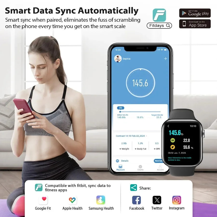 Smart Bathroom Scale for Body Weight Digital Body Fat Scale with LED Column Trend Display BMI Muscle Mass Body Type Accurate Ho