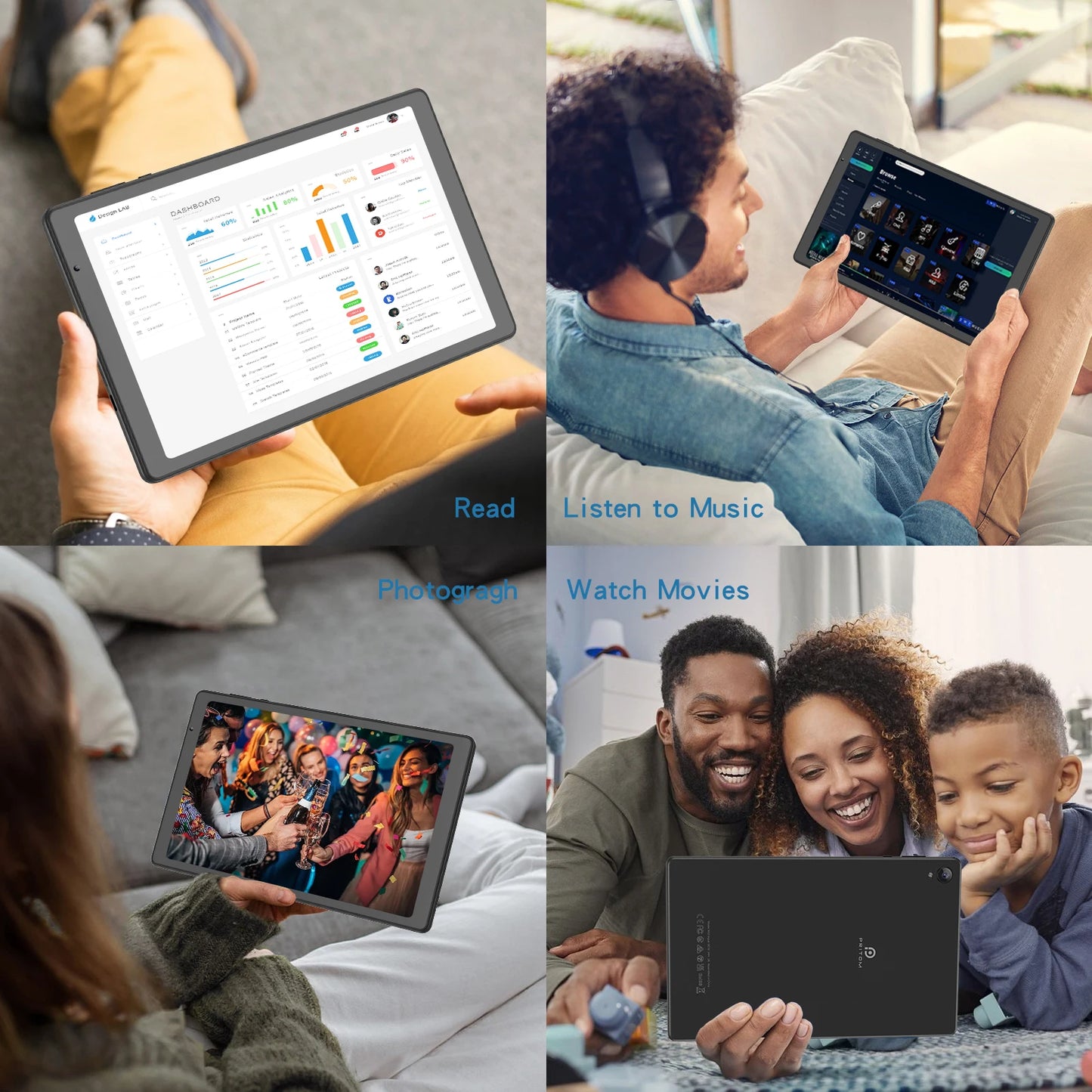 PRITOM Tablet 10 inch Android 12 32GB ROM 512GB Expand Tablets, 2GB RAM Wi-Fi 6 Tablet PC with 1.6GHz Quad Core CPU, 10.1 inch