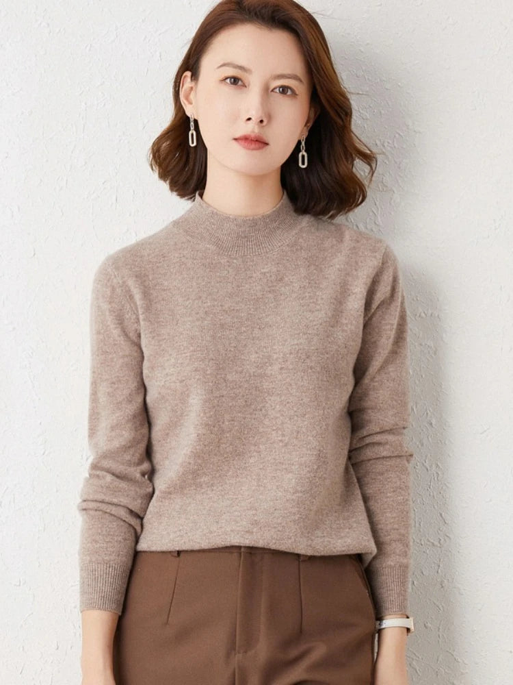 Women's Turtleneck Loose Fit Solid Color Base Layer Pullovers 2025 Long Sleeve Autumn Winter Knitted Sweater Thick Warm Jumpers