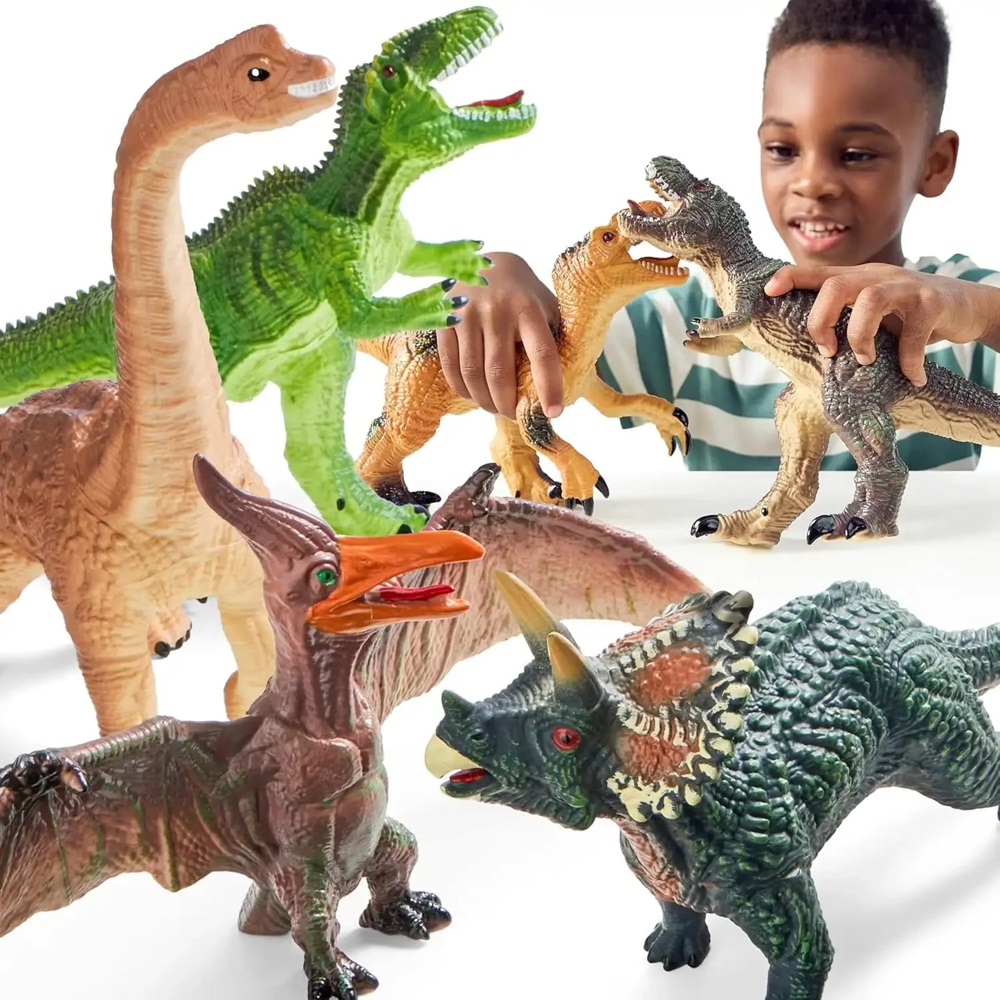 Joyfy 6 Pcs Jumbo Dinosaur Toys Large Soft Dinosaur Figures Realistic Jurassic World Toys for Kids Toys Birthday Christmas Gift