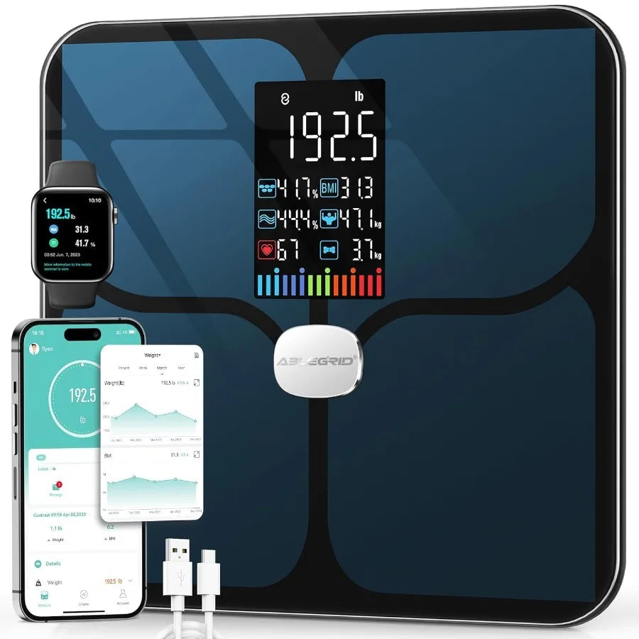 Digital Smart Bathroom Scale for Body Weight Large Color Display Screen 16 Body Composition Metrics Including BMI Water Weight