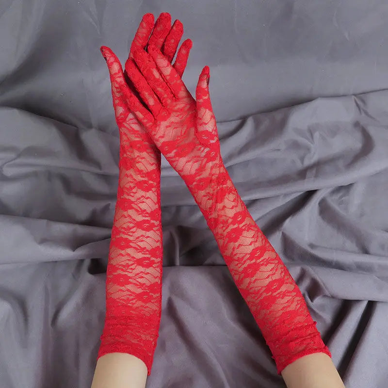 Fashion Lace Sexy Gloves Women Grace Thin Breathable Sun Protection Driving Club Party Prom Dancing Dress Glove Long Sleeve G111
