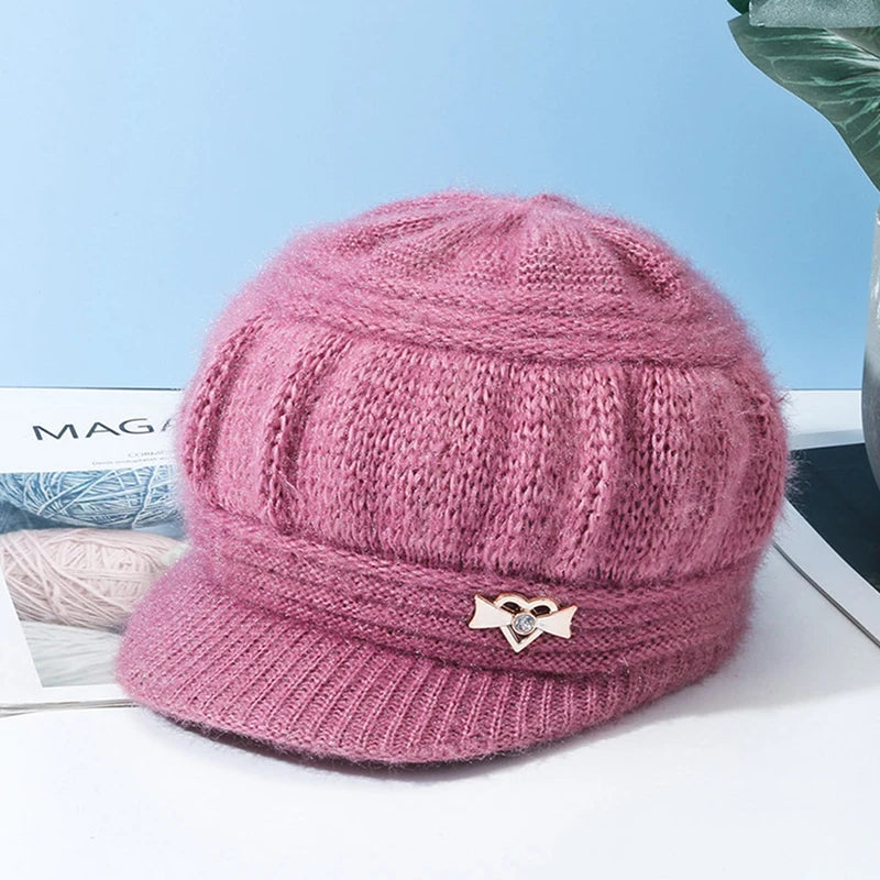 Windproof Pumpkin Beret Hat Woman Knitted Knitted Hat Fashion Ear Guard Keep Warm Peaked Cap