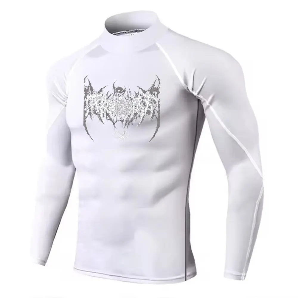 Men's Turtleneck Compression Shirt Quick Gym Fitness Dry Rash Guard Hight Neck Muscle Athletic Bodybuilding Shirts Summer