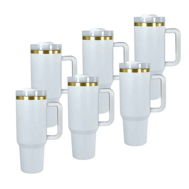 6pcs 40oz Double Wall Insulated Vacuum Glod Plated Chocolate Color Stainless Steel Tumbler He