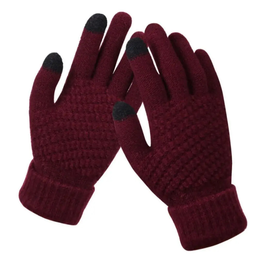 1 Pair Cycling Touch Screen Gloves Female Winter Cute Student Cycling Warm And Cold Korean Version Thick Winter Cotton Gloves