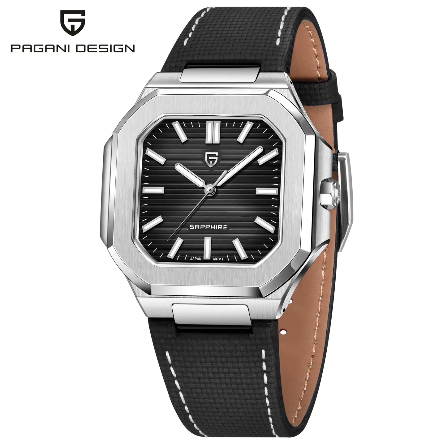 Retro Square PDYS019 PAGANI DESIGN Men's Quartz Wristwatches TMI VH31 37MM 10Bar Waterproof 316L Luxury Stainless Steel Sapphire