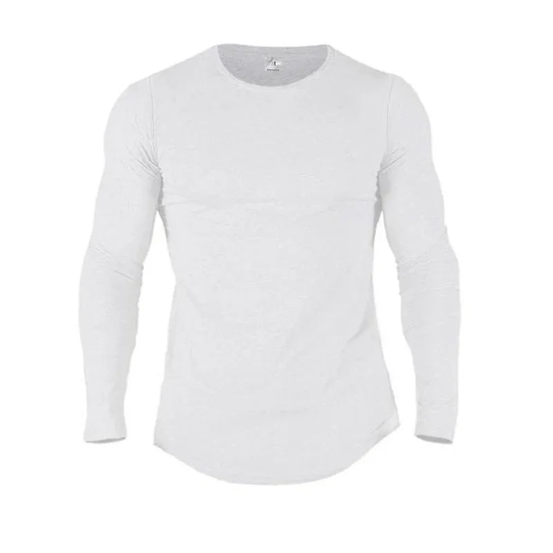 T-shirts Men's Workout Casual Slim Fit Shirts Plain Cotton Breathable Long Sleeve Clothing Gym Fitness Bodybuilding Sport