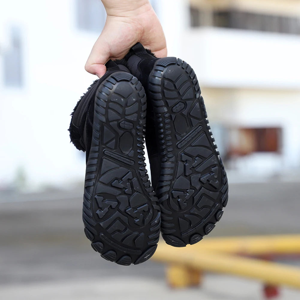 Winter Snow Boots Lightweight Barefoot Shoes Non-Slip Casual Ankle Boots Waterproof Warm Lined Booties for Walking Hiking