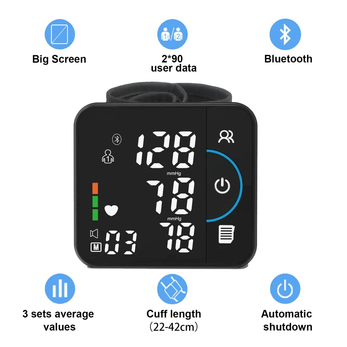 Wrist electronic blood pressure monitor charging Bluetooth English voice blood pressure monitor health care sphygmomanometer